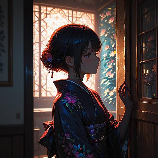 Detailed Kimono Illustration with Depth