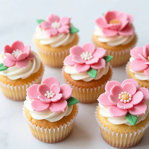 Pink Sugar Flower Cupcakes