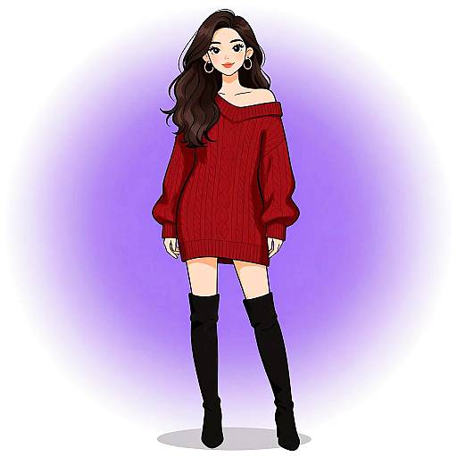 Casual Chic Woman in Red Sweater Dress