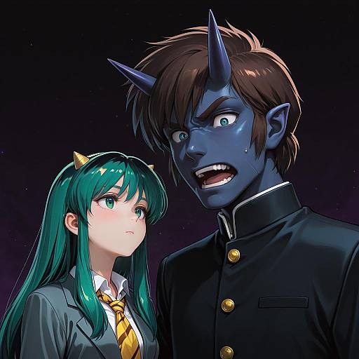 Illustration of Moroboshi ataru, urusei yatsura in the style of Kannazuki hato