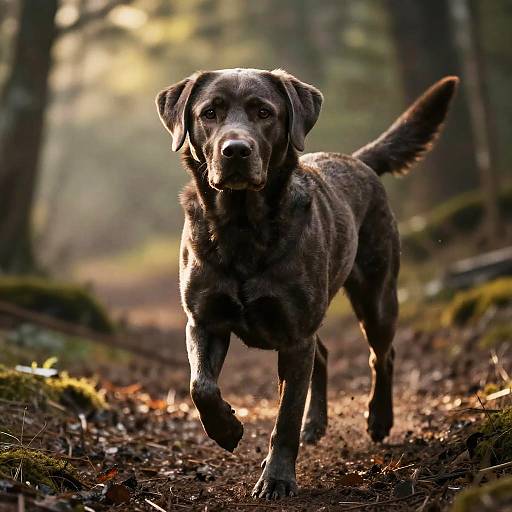 Photorealistic Labrador in Forest Trail