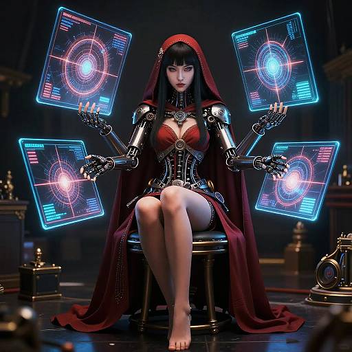 Futuristic Sorceress with Holograms