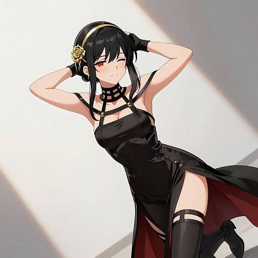 Elegant Anime Girl in Dynamic Pose