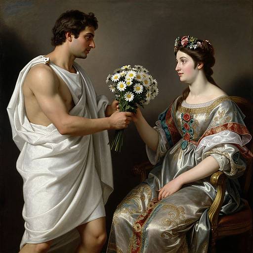 Classical Oil Painting of Tender Exchange