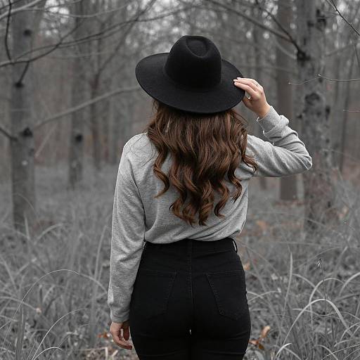 Elegant Woman in Leafless Forest