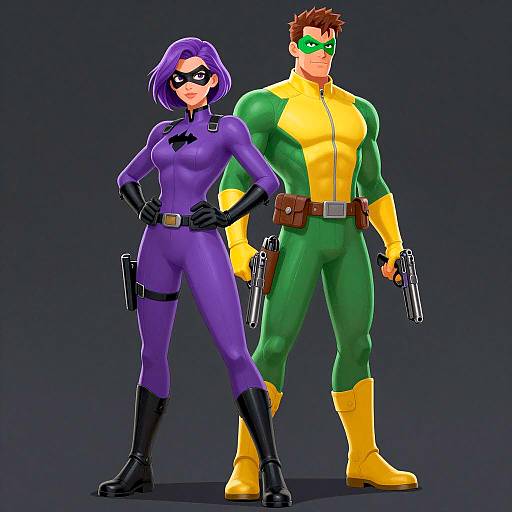 CGI Illustration of Two Colorful Superheroes