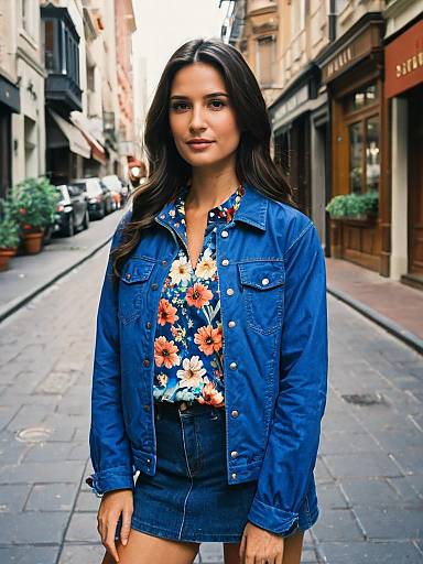 Fashionable Woman in Blue Jacket