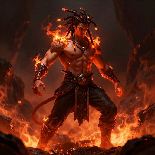 Volcanic Demigod with Molten Lava Dreadlocks