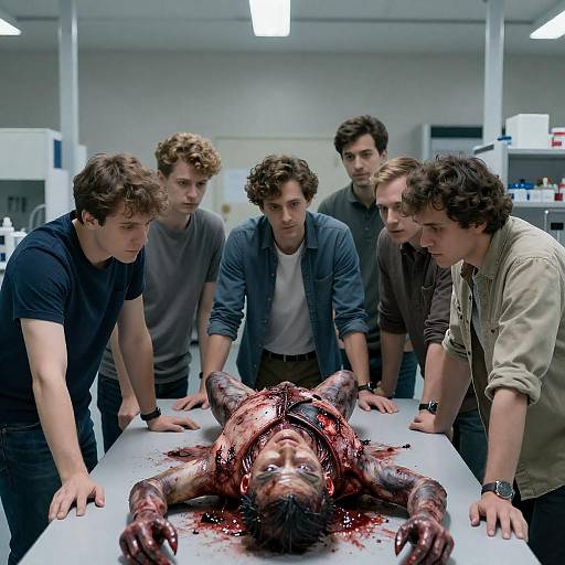 Men Engaged in Creature Dissection Scene