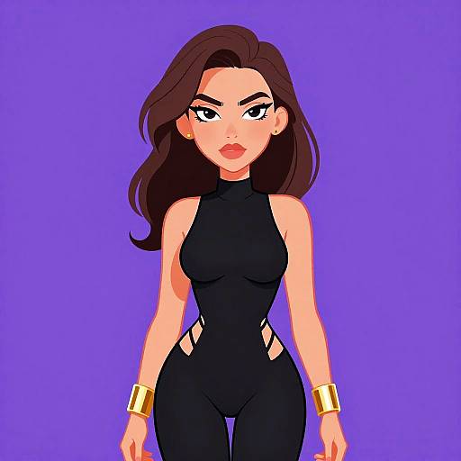 Edgy Woman in Black Bodysuit