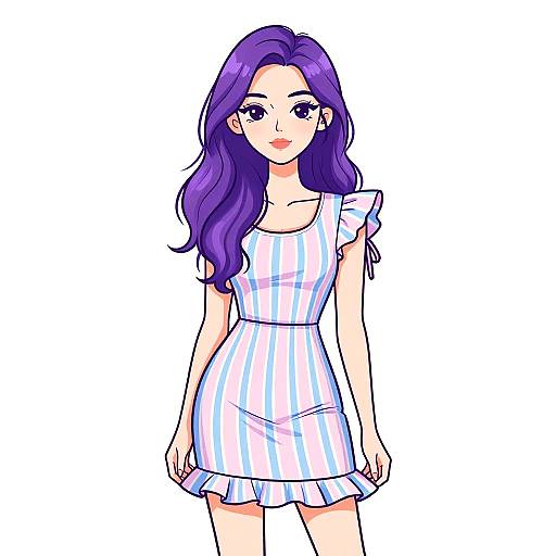 Woman in Pastel Striped Mini Dress