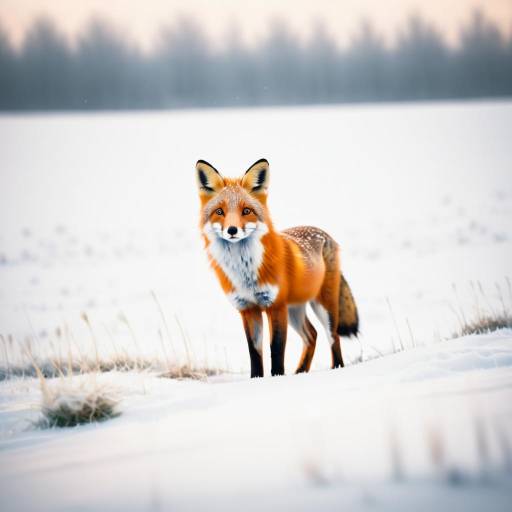 Curious Fox in Snowy Field