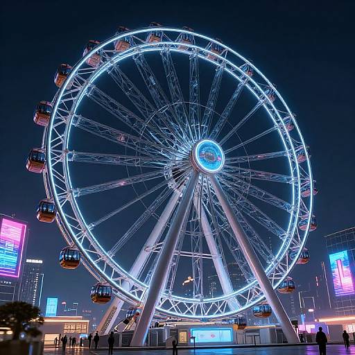Futuristic Glass Megawheel at Night