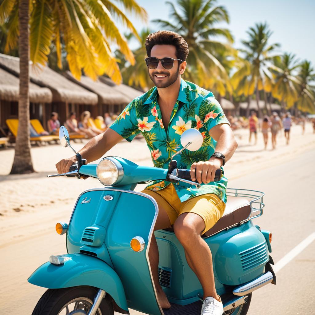 Sunny Beach Ride on Classic Moped