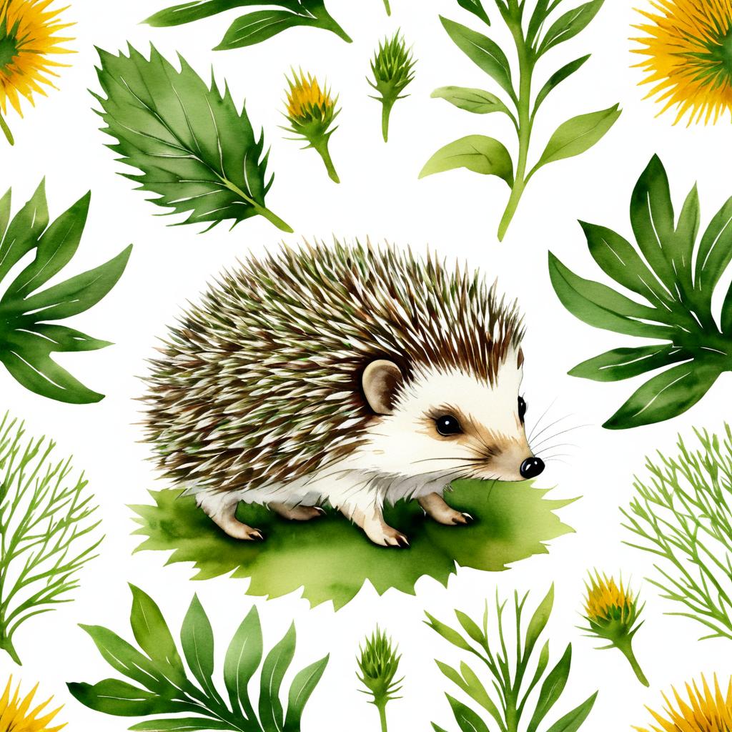 Charming Vintage Hedgehog Illustration Art