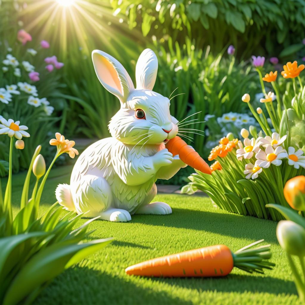 Playful Rabbit in a Blooming Garden