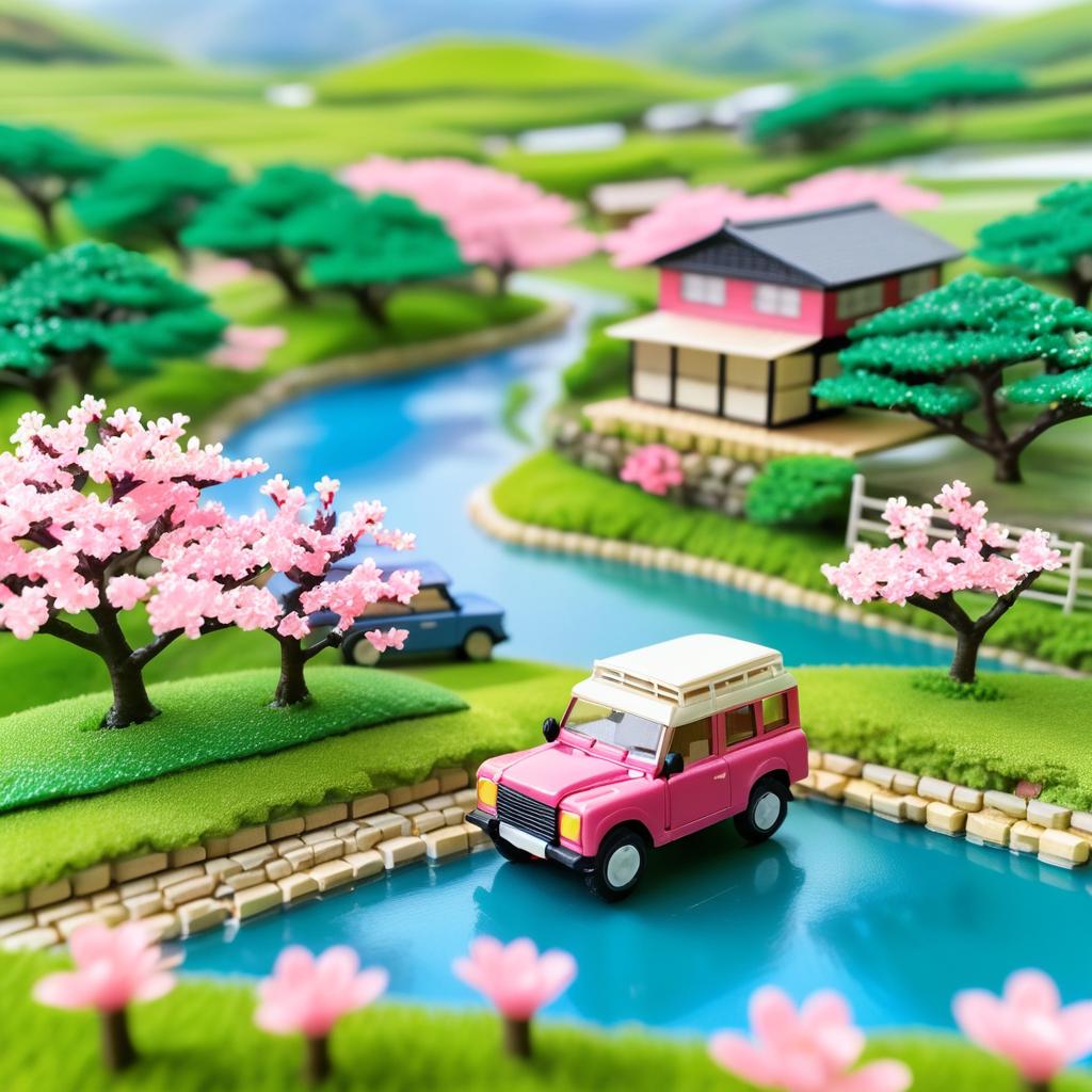 Miniature Land Rover in Cherry Blossom Paradise