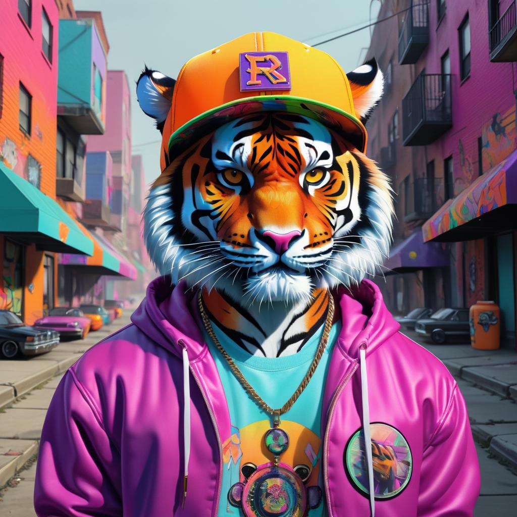 Urban Hip-Hop Tiger in Hyper-Realism