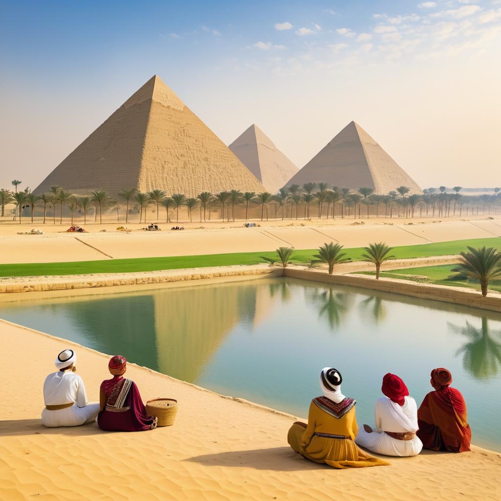 Tranquil Pyramids of Giza Scene