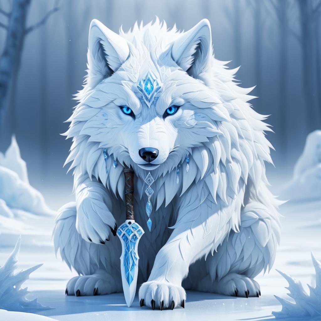 Ethereal Wolf Creature in Snowy Desolation