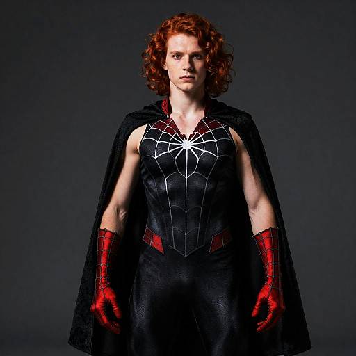 Teenage Male in Black Widow Costume