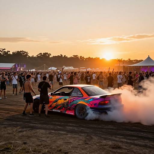 Sunset Music Festival with Drift Car