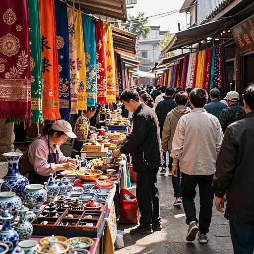 Vibrant Traditional Chinese Market Scene
