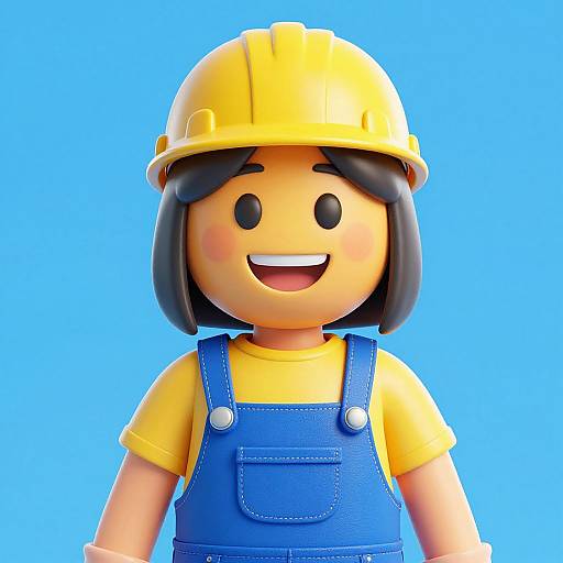 Cheerful Cartoon Woman Worker Emoji