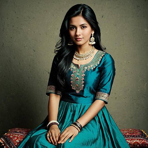 Realistic Woman in Cotton Ghagra Kurti