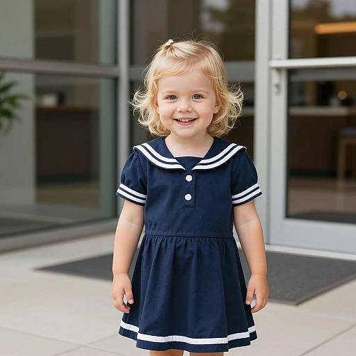 Toddler Girl in Navy Sailor Dress