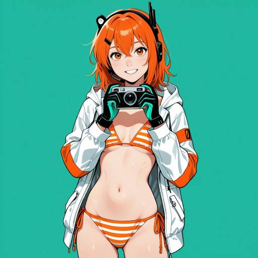 Vibrant Android Cowgirl with Orange Accents
