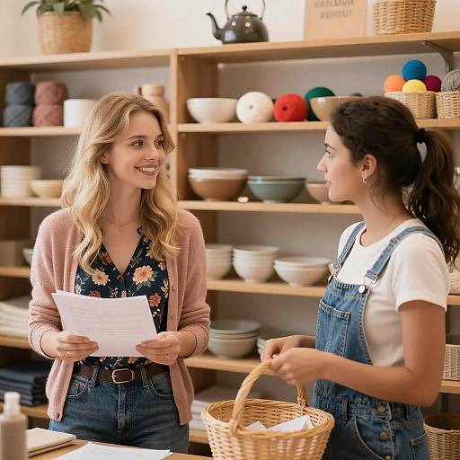 Cozy Craft Store with Two Women