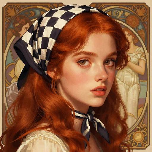 Retro Pixel Art of Redhead Woman