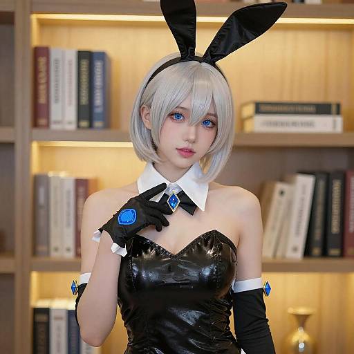 Silver-Haired Bunny Cosplay Portrait