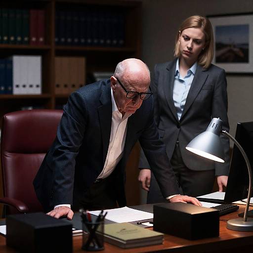 Intense Office Scene with Two Professionals