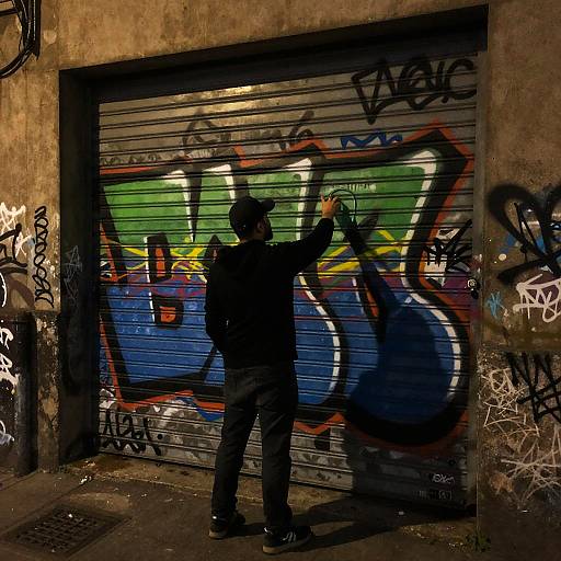 Graffiti Artist Creating Urban Night Art
