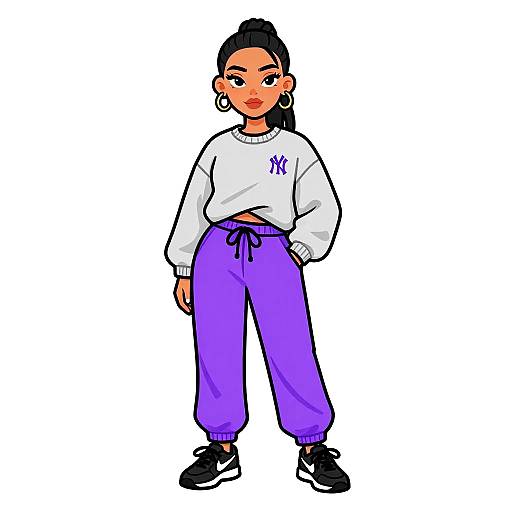 Sporty Casual Woman with Cornrow Hairstyle