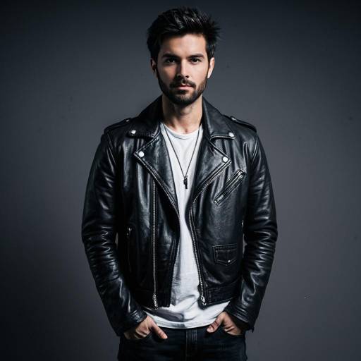 Man in Leather Jacket with Rugged Look