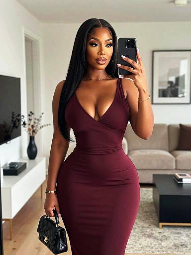 Stylish Brown-Skinned Woman Mirror Selfie