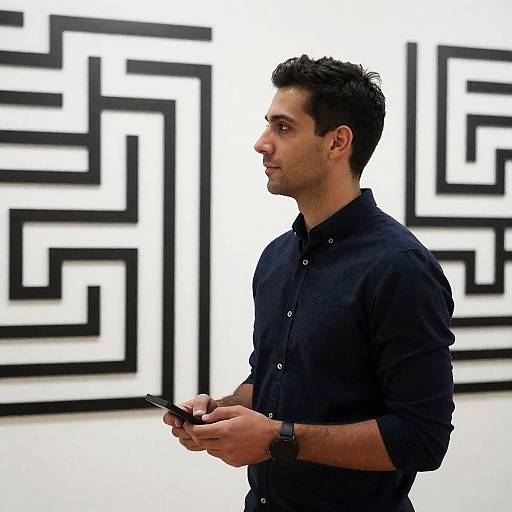 Minimalist Male Portrait against Maze Wall