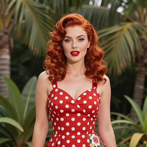 Vintage Glamour: Tropical Redhead Portrait