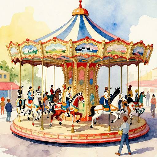 Bauhaus Carousel Watercolor Fusion