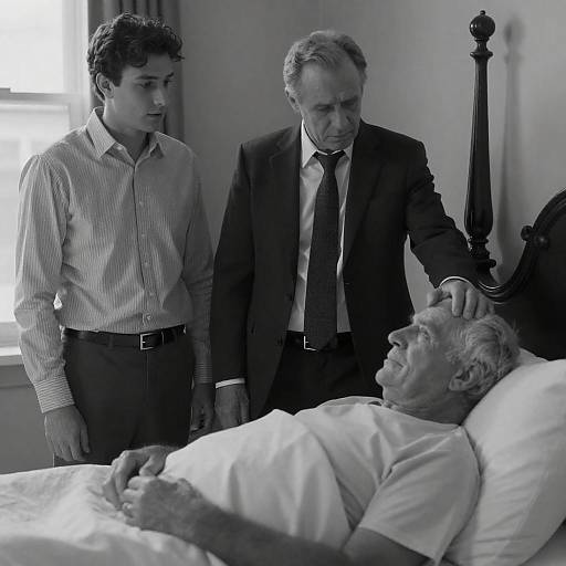 Emotional Black-and-White Bedroom Scene