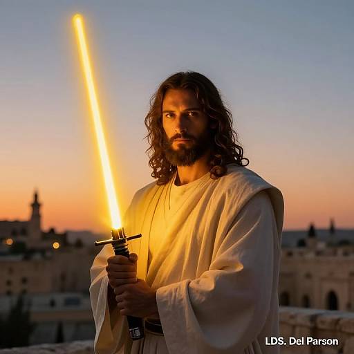Jedi Jesus with Yellow Lightsaber