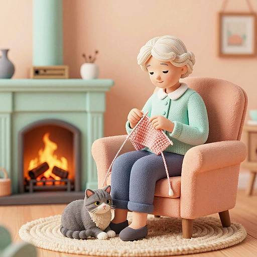 Cozy Fireside Portrait in Pastel