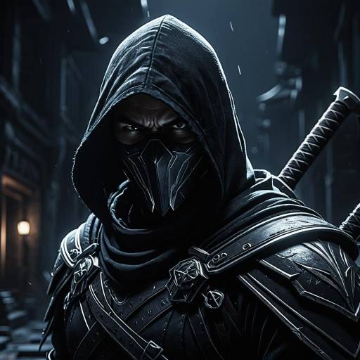 Epic Shadow Assassin in Dark Hooded Armor