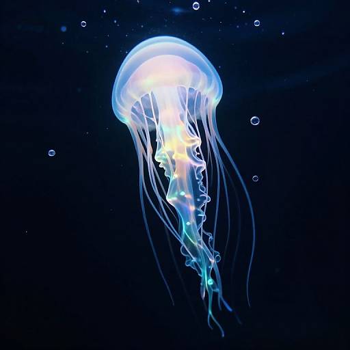 Bioluminescent Jellyfish in Starry Ocean