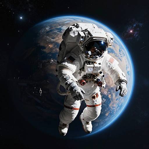 Interstellar Astronaut by Futuristic Space Station