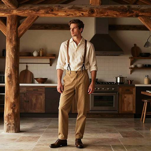 Rustic Male Chef in Farmhouse Kitchen
