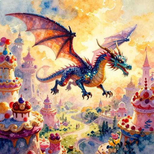 Impressionist Watercolor Dragon Flight